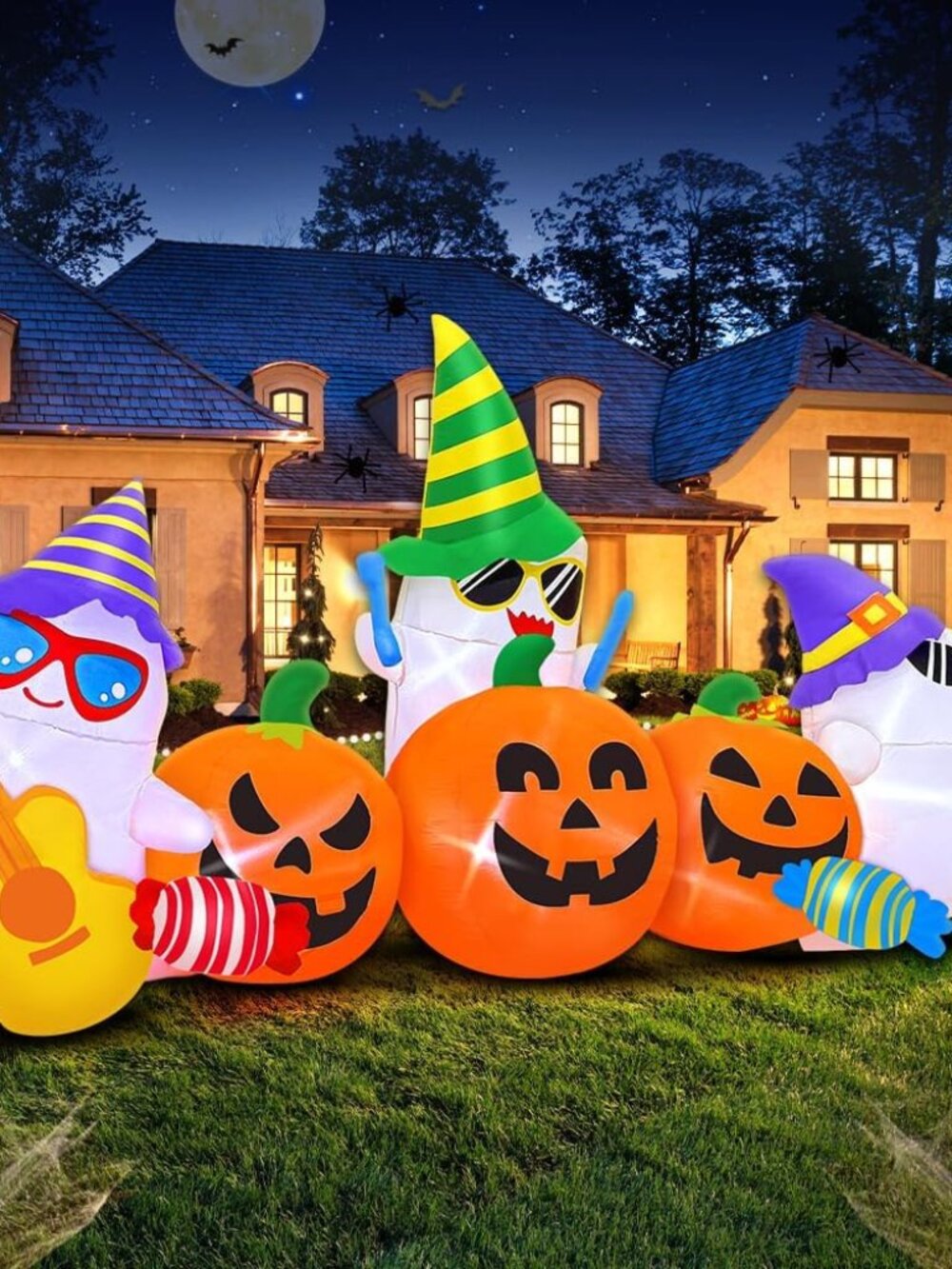8FT Halloween Inflatable Ghost & Pumpkin Outdoor Decoration with LED Lights